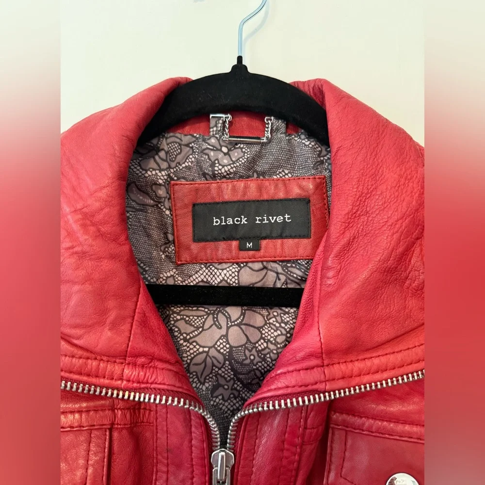 Black Rivet Vibrant Red Jacket - Picture 3 of 7